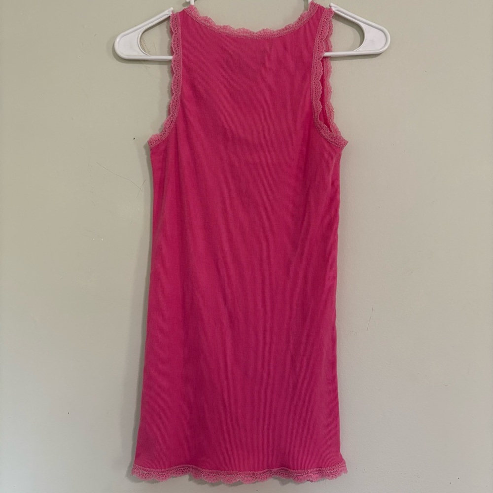 Pink and Yellow Y2K Lace Trim Tank Tops - Small - Picture 2 of 8